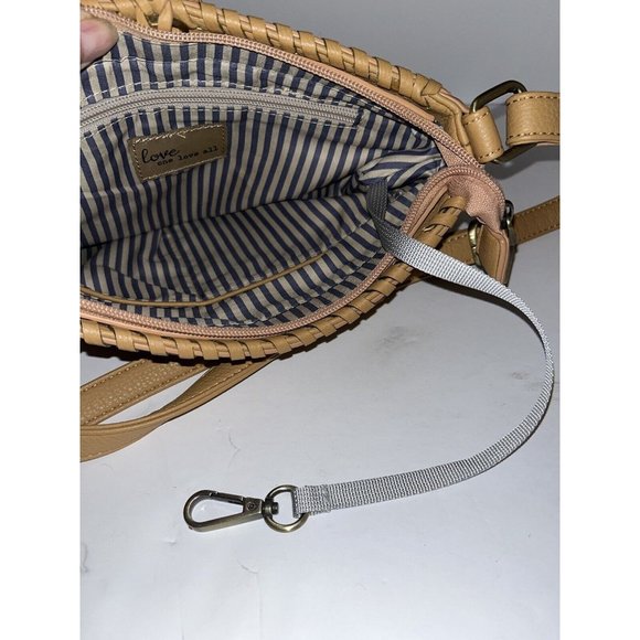 LOVE ONE LOVE ALL WOMENS PURSE BAG Sun Tan LEATHER LARGE TASSEL BRAIDED - Picture 9 of 11